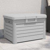 Cutie Depozitare Perne Exterior vidaXL Gri 73x50.5x46.5cm Polipropilena 120L Imitatie Lemn