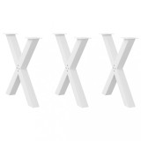 VidaXL Picioare de masă &icirc;n formă de X, 3 buc., alb, 80x(72-73) cm, oțel