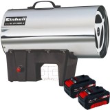Einhell GE-HG 18/370 Niro Li PXC + Twinpack - Tun de caldura 37 kW 1000 m3/h + Set 2 acumulatori Li-Ion 18 V 4 Ah