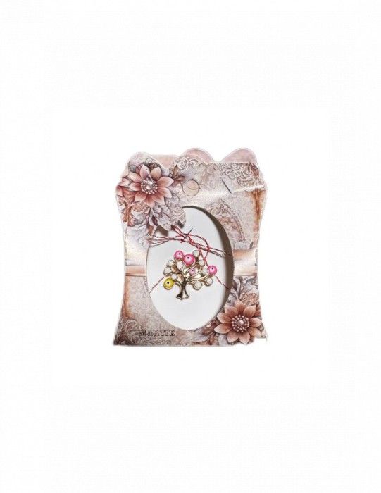Martisor tip brosa cu model copacel si trandafir din sapun pentru 1 si 8 martie