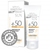 Crema de fata cu tenta naturala SPF 50 Derma+ Sun, 50ml, Gerovital