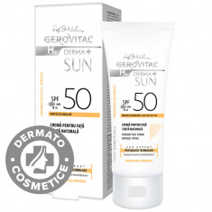 Crema de fata cu tenta naturala SPF 50 Derma+ Sun, 50ml, Gerovital