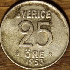 Suedia - moneda de colectie argint - 25 ore 1953 TS - Gustaf VI Adolf - frumoasa