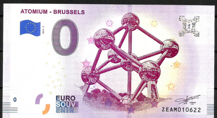 !!! 0 EURO SOUVENIR - BELGIA , BRUXELLES , ATOMIUM - 2019.2 - UNC