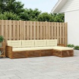 vidaXL Set de canapele de exterior cu pernă 5 pcs Natural și Crem 3383238