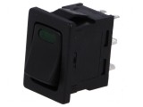 Rocker SPST ON-OFF 16A/12VDC negru cu LED 12V