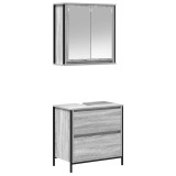 Cumpara ieftin Set mobilier de baie, 2 piese, gri sonoma, lemn prelucrat