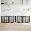 VidaXL Poartă c&acirc;ini pliabilă cu ușă 4 panouri negru, 320 cm, lemn plop 352193