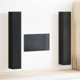 Setul de 4 piese pentru cabinet TV vidaXL Stejar negru 30.5x30x90 cm Lemn prelucrat, Cabinete TV montate pe perete vidaXL - 2 bucăți Stejar negru, 30.