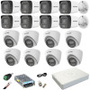 Sistem supraveghere mixt 16 camere Hikvision 5MP Dual Light DVR AcuSense 4MP cu accesorii incluse