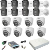 Sistem supraveghere mixt 16 camere Hikvision 5MP Dual Light DVR AcuSense 4MP cu accesorii incluse SafetyGuard Surveillance