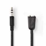 Adaptor Audio Stereo 3.5mm tata - 2x 3.5mm mama, 0.2m, negru, Nedis