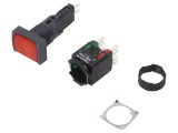 Comutator Apasare 16mm, 1NC 1NO, LED, Schneider Electric XB6DW4B5B, Roșu, 12-24V DC
