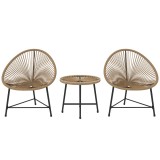 Outsunny Set din Ratan din 3 Piese cu Scaune și Măsuță de Cafea, 72x68x81 cm, Natural | Aosom Romania