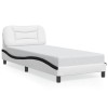 Cadru de pat fara saltea Hvar alb si negru 90x190 cm piele artificiala