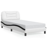 Cumpara ieftin Cadru de pat fara saltea Hvar alb si negru 90x190 cm piele artificiala