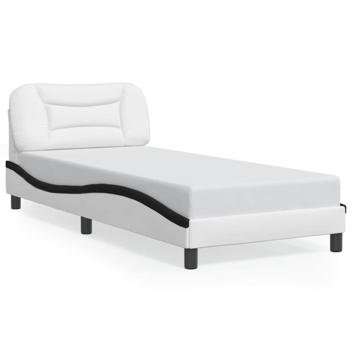 Cadru de pat fara saltea Hvar alb si negru 90x190 cm piele artificiala