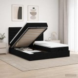 Cumpara ieftin Pat ottoman cu saltea cu headboard 2 buc. Negru Tesatura