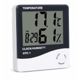Cumpara ieftin Termohigrometru digital cu ceas si memorie min max, afisaj LCD mare, monitorizare temperatura si umiditate, 9 x 2 x 10 cm