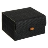 Cutie de depozitare din bambus negru, 13x12x8 cm, cu capac și &icirc;nchidere cu nasture, CMCLASS