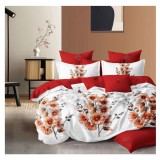 Lenjerie pat dublu,bumbac finet,6 piese,cearceaf cu elastic 180x200cm, cearceaf pilota 200x230cm, 2 fete de perna 50x70, 2 fete de perna 70x70-A1110