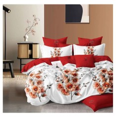 Lenjerie pat dublu,bumbac finet,6 piese,cearceaf cu elastic 180x200cm, cearceaf pilota 200x230cm, 2 fete de perna 50x70, 2 fete de perna 70x70-A1110