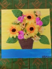 TABLOU PE PANZA CU SASIU NOU 50X50 CM VAS CU FLORI ACRILIC CITITI DESCRIEREA PRET 100 LEI NEGOCIABIL PICTOR FLORIAN