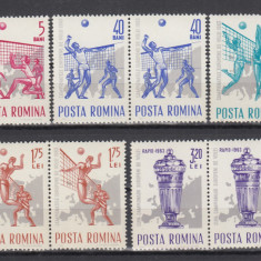 ROMANIA 1963 LP 569 CAMPIONATELE EUROPENE DE VOLEI PERECHE SERII MNH