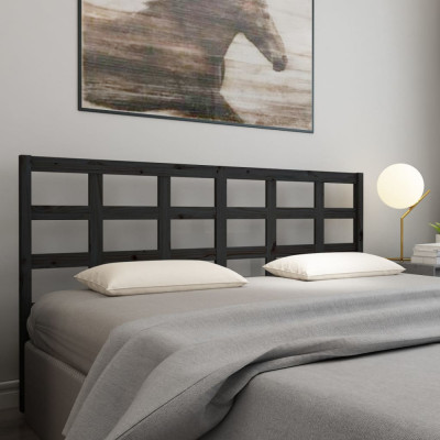 Tăblie de pat, negru, 205,5x4x100 cm, lemn masiv de pin foto