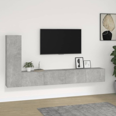 vidaXL Set dulapuri TV, 3 piese, gri beton, lemn prelucrat 3114321 foto