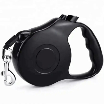 Lesa retractabila automata cu carabina pentru caini, lungime sfoara 5m, culoare neagra foto