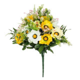 Buchet decorativ artificial cu flori de anemone galbene,plastic,40 cm, Oem