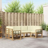 vidaXL Set Canapele Exterior Modular Lemn Acacia Alb Crem Rezistent Intemperii 6 Piese Terasa Gradina