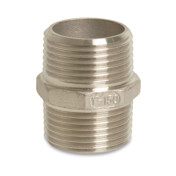 Niplu Dublu Inox 2 Toli, Fiting Filetat V4A