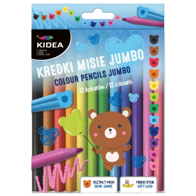 Set creioane colorate jumbo Derform Kidea, 12 culori, multicolor, 12x110x185mm, KMJ12KKA foto