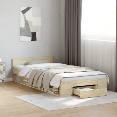vidaXL Cadru de pat cu sertar stejar sonoma 90x200 cm lemn prelucrat foto