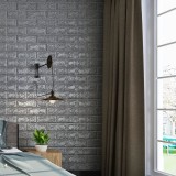 Tapet 3D Autoadeziv Argintiu Caramida, 77x70 cm, Decor Modern Perete