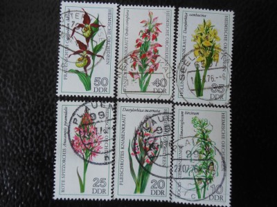 Serie timbre flora flori orhidee plante Germania DDR stampilate foto