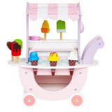 Set joaca supermarket ECOTOYS, carucior inghetata din lemn, multicolor, +3 ani, 41x23.5x44cm