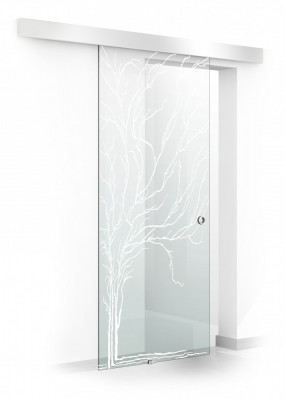 Usa culisanta Boss &amp;reg; model Tree alb, 95x215 cm, sticla 8 mm Gri securizata, glisanta in ambele directii foto