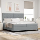 VidaXL Pat cu arcuri cu Saltea Gri deschis 200x200 cm Țesătură