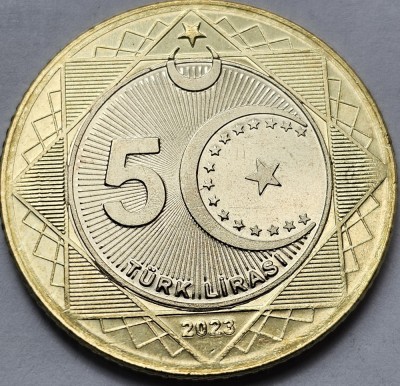 5 Lira / Lire 2023 Turcia, Centenary of the Republic of T&amp;uuml;rkiye, unc foto