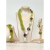 Set Bijuterii Aurit Jad, Cuart Verde si Perle Baroc, Argint 925, Colier, Bratara, Cercei, Made in Italy