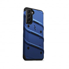 Husa Antisock Compatibila cu Samsung Galaxy S21 5G + Folie Sticla - Zizo Bolt Armor Case Blue/Black foto