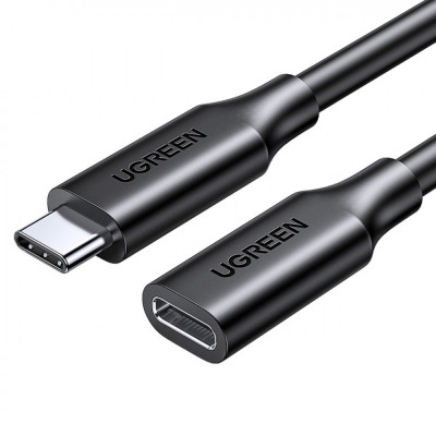Adaptor Extensie Cablu Ugreen USB C (mascul) - USB C (fema) 100W 10Gb/s 1m Negru 10387-UGREEN foto