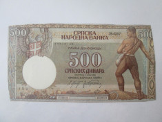 Serbia 500 Dinara 1942,bancnota necirculata cu marginile taiate foto