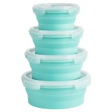 Set 4 Caserole Alimentare Rotunde din Silicon pentru Depozitare, Congelare si Incalzire in Cuptor cu Microunde, Teesa