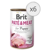 Hrana umeda pentru caini Brit Pate Meat, Puppy, 6x800g, Brit Care