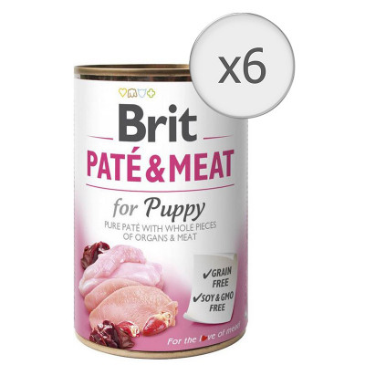 Hrana umeda pentru caini Brit Pate Meat, Puppy, 6x800g foto