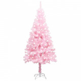 Pom de Crăciun artificial cu LED-uri/suport, roz, 120 cm PVC